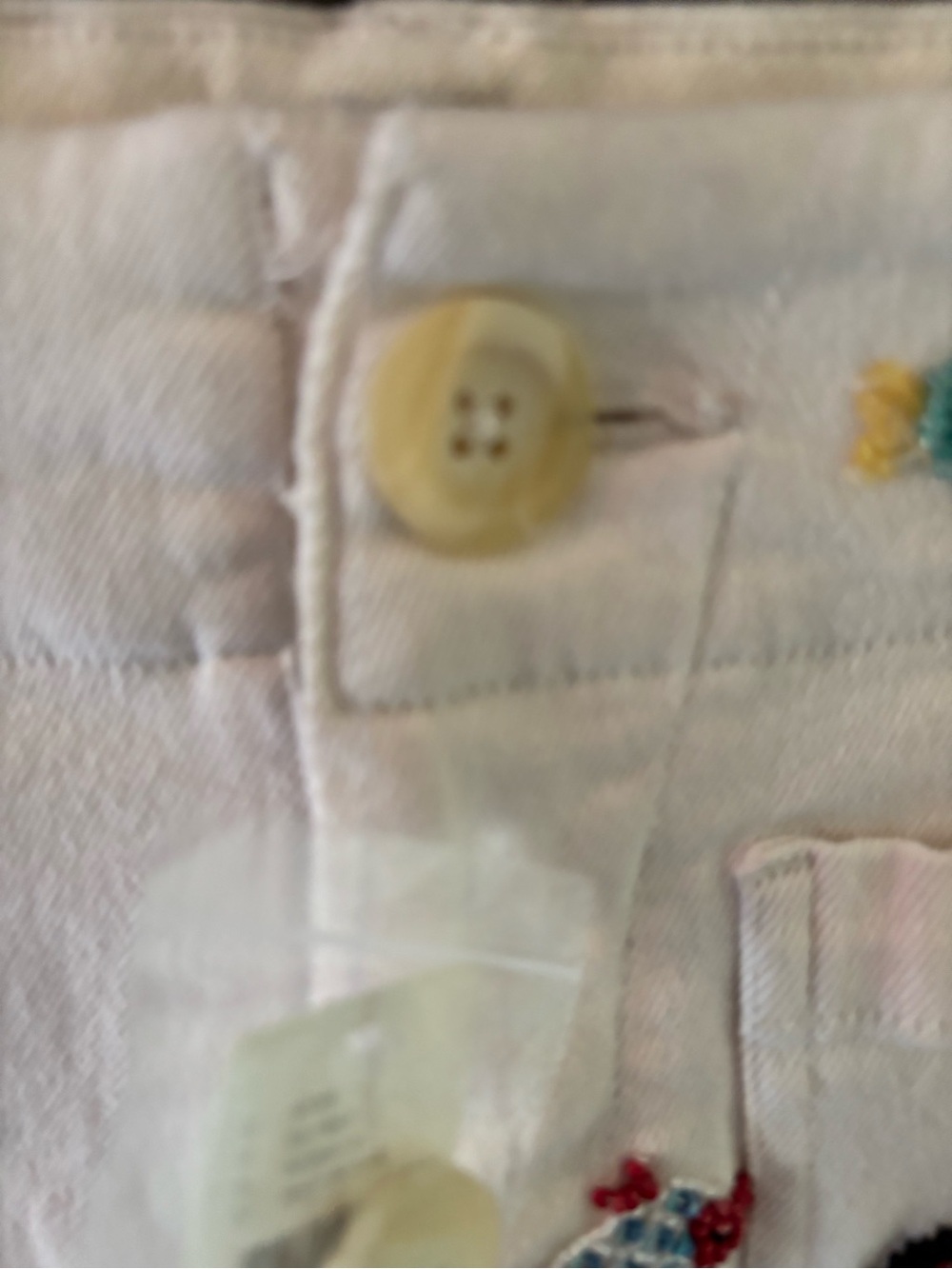 Anthropologie White Cotton Shorts with Multicolor Fish Embroidery - Picture 7 of 11